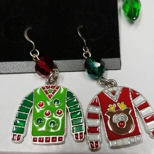 Sterling Silver "Best" Ugly Sweater Earrings!
